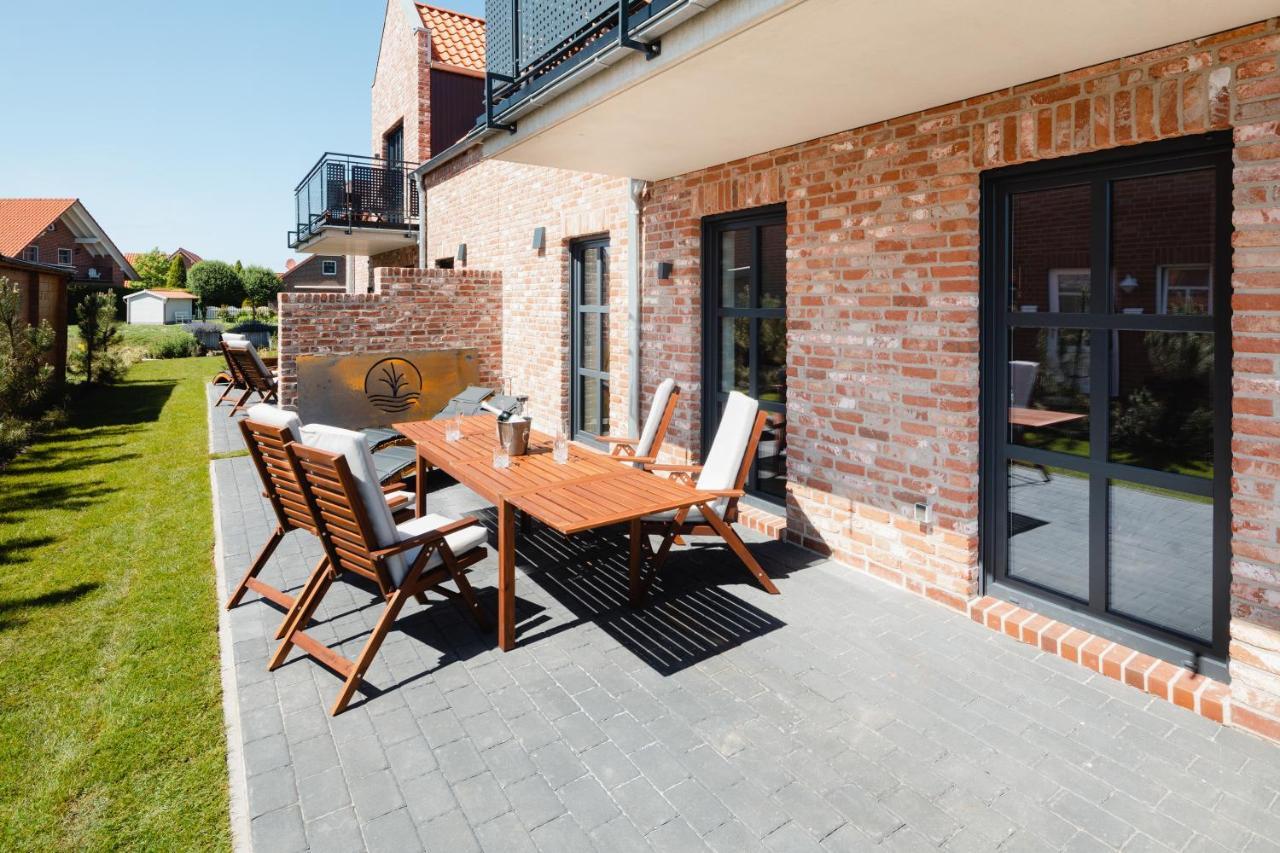 Küsten Suite Süd - seitliche Wasserlage, Terrasse, 70m² Greetsiel Exterior foto